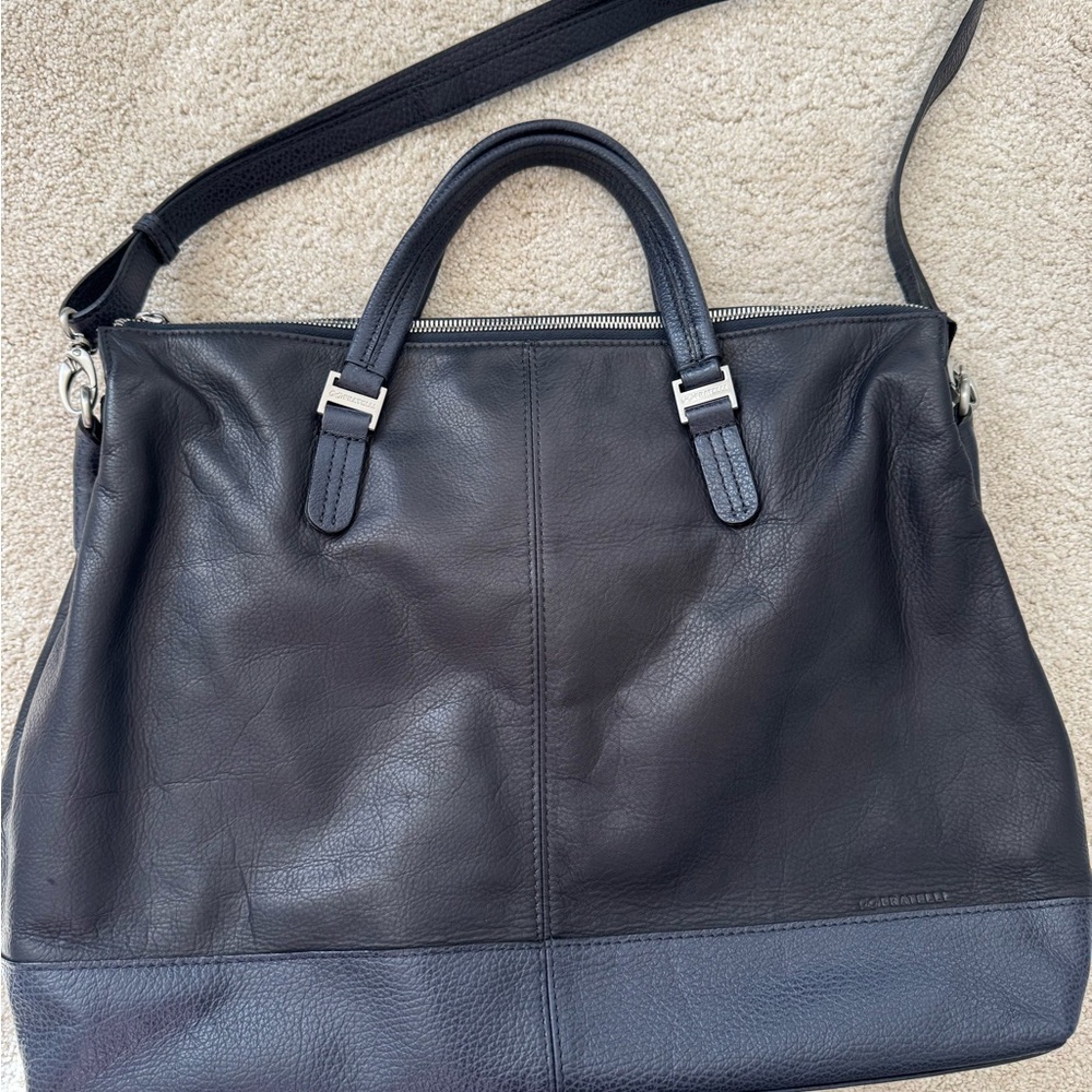 Genuine Leather Navy Laptop Messenger Bag | European Brand | New
